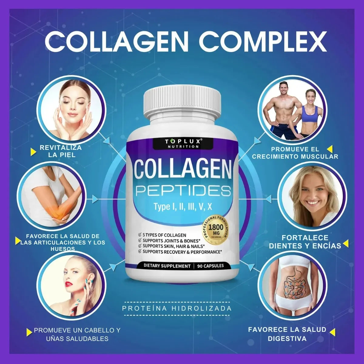 COLÁGENO HIDROLIZADO EN PÉPTIDOS TOPLUX 1800 MG