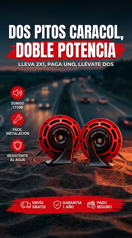 2 BOCINAS CARACOL 12V AUTO-MOTO-CAMIÓN SONIDO DE ALTA POTENCIA