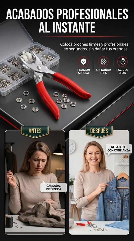 SnapFix Pro™ Kit Profesional de Broches R15 + 200 Broches Metálicos