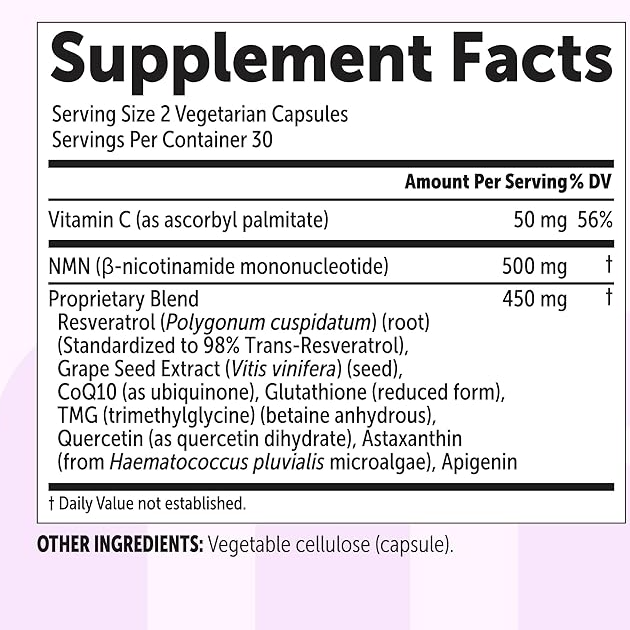 COMPLEJO NMN 1,000 MG POR PORCIÓN, 60 CÁPSULAS VEGETALES