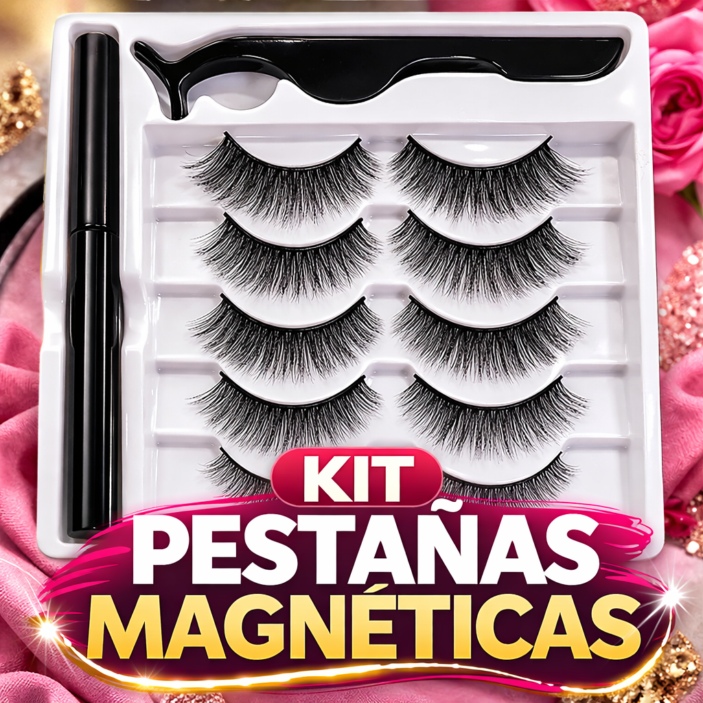 KIT COMPLETO DE PESTAÑAS MAGNÉTICAS + APLICADOR + PESTAÑINA MAGNÉTICA