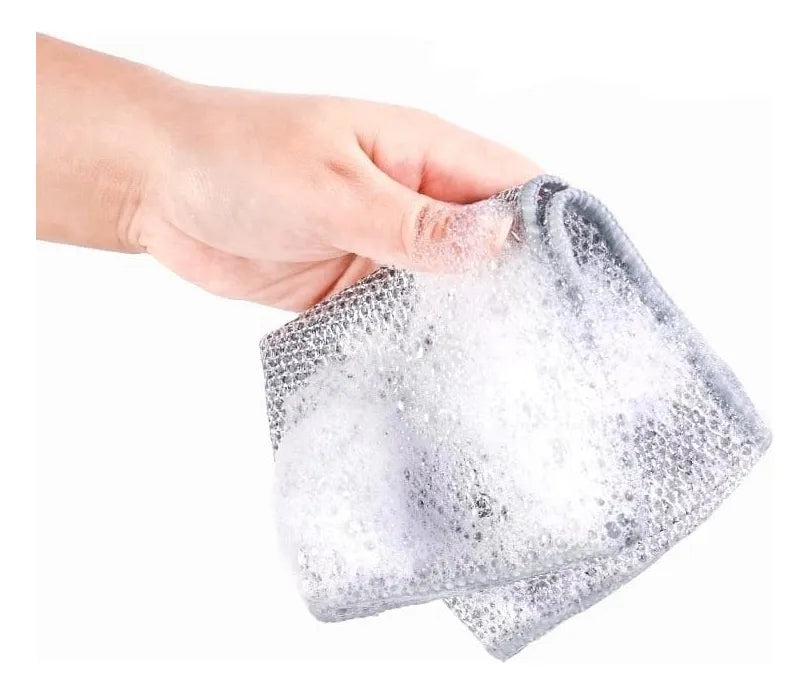 SET x 10 PAÑOS MÁGICOS ANTIGRASA CON FIBRA DE ACERO INOXIDABLE PARA COCINA