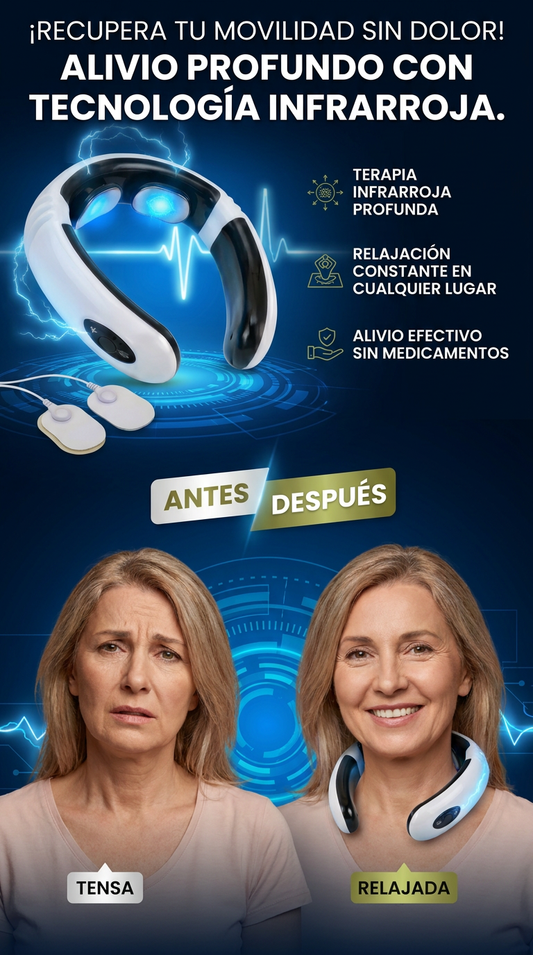 MASAJEADOR INALÁMBRICO: ADIÓS AL DOLOR CON TERAPIA INFRARROJA. RELAJACIÓN CONSTANTE EN CUALQUIER LUGAR.